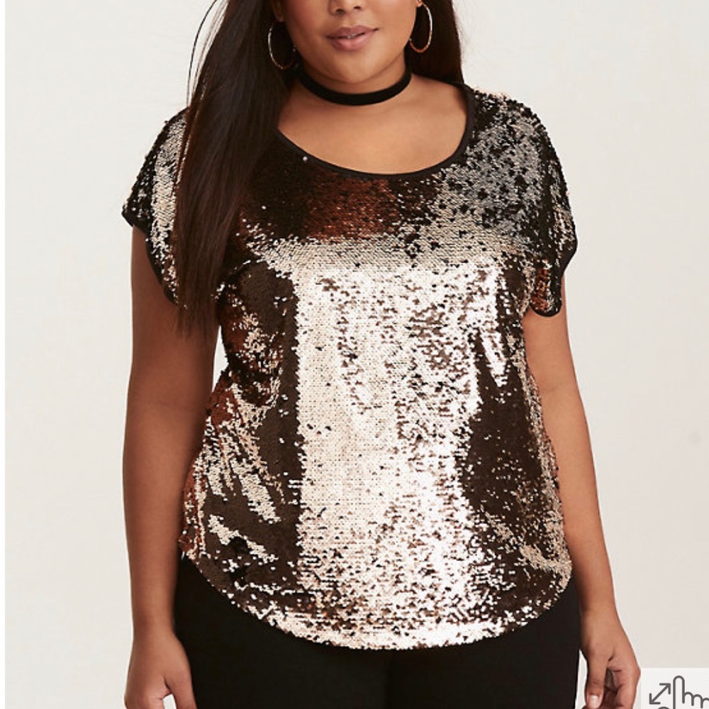 Rose Gold/Black Reversible-Sequin Torrid Top